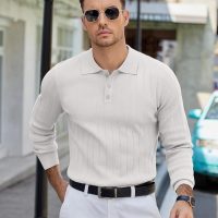 COOFANDY Mens Knit Polo Sweater Long Sleeve Polos Lightweight Casual Dress Pullover Sweaters - Image 3