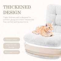 Dowinx Criss Cross Chair with Wheels, Dual-Layer Thickened Cushion, Premium Fabric Morden Home Vanity Chair Wide Seat, Cream White - Image 3