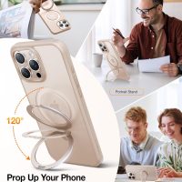 TORRAS Desert Titanium for iPhone 16 Pro Max Case, [Military Grade Drop Tested][Fit for MagSafe] [Built-in Stand] Translucent Slim Soft Edge Case for iPhone 16 Pro Max 6.9" 2024, Rose Gold - Image 3