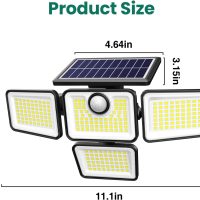 4500LM Solar Lights Outdoor, 4 Adjustable Heads Motion Sensor Lights, 3 Mode, 6500K, IP65 Waterproof Solar Security Wall Lights, Remote Control Flood Lights, Graden, Outside, Backyard, 2 Pack - Image 6
