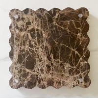 Vintage Natural Marble Tray Small Ornaments Scalloped Tray Handmade Storage Dish for Counter, Vanity, Dresser, Nightstand and Desk (Coffee Net) - Image 3