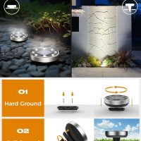 btfarm 16 Pack Solar Ground Lights Outdoor, 8 LED Solar Disc Lights IP65 Waterproof Flat Solar Light, Pathway Lights Solar Powered for Garden Lawn Patio Yard Path Landscape, Cool White - Image 4
