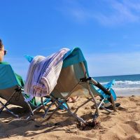 Nice C Adults Low Beach Chair, Sling, Folding, Portable, Concert, Kids, Boat, Sand Chair with Cup Holder & Carry Bag (2 Pack of Blue) - Image 2