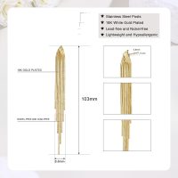 Gold Earrings for Women Stainless Steel Post Long Tassel Dangle Earrings Wedding Bridal Bridesmaid Party Earrings Chain Dangle Earrings Gold Drop Earrings - Image 2