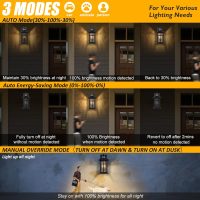 Motion Sensor Outdoor Wall Lights 2 Packs- Updated Dusk to Dawn Outdoor Lighting, Exterior Light Fixtures with E26 Sockets & Tempered Glass, Wall Mounted Black Waterproof Outdoor Lights for House - Image 6