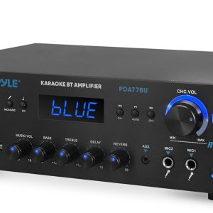 Pyle Bluetooth Home Audio Theater Amplifier Stereo Receiver- 4 Channel, 800 Watt Sound System w/ MP3,USB,SD,AUX,RCA,FM,MIC, Headphone, Reverb Delay, LED Vol, for Home/Studio/Theater Speakers- PDA77BU