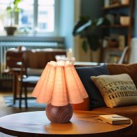 KUNJOULAM Cute Small Table Lamp, Modern Bedside Nightstand Lamp with Coffee Fabric Lampshade, Metal Base for Bedroom Home Office Decor (Without Buld) - Image 7