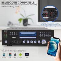 Pyle 4 Channel Wireless Bluetooth Amplifier - 3000 Watt Stereo Speaker Home Audio Receiver w/ FM Radio, USB, 2 Microphone w/ Echo for Karaoke, Front Loading CD DVD Player, LED, Rack Mount - PD3000BA - Image 7
