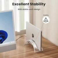 Acrylic Vertical Laptop Stand for Desk,Acrylic Invisible Desktop Notebook Dock,Vertical Laptop Holder Space-Saving Organizer for All MacBook, Surface, Samsung, HP, Dell - Image 3