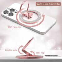 for MagSafe Phone Grip Stand, Magnetic Phone Ring Holder for MagSafe, Magnetic Ring Holder for iPhone. (Glitter Rose Gold) - Image 4