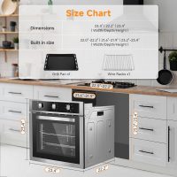 Wall Ovens 24 inch Electric, AMZCHEF 24 inch Wall Oven, 2200w Single Wall Oven with 6 Cooking Modes, 2.5 Cu.Ft. Electric Wall Oven, Convection Oven with Mechanical Knobs Control, Stainless Steel - Image 6
