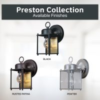 DESIGNERS FOUNTAIN Preston Outdoor Light Fixture, 8 Inch Exterior Wall Lantern Sconce for Front Door, Patio and Porch, Black, 1161-BK - Image 6