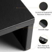 TAVR Dual Monitor Stand Riser Office Desktop Organizer Stand for 2 Monitors, Adjustable Length and Angle 3 Shelf, Extra Long Multifunctional Stand up to 43.3" fit Computer, Laptop, TV, Black - Image 6