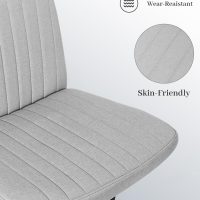 Criss Cross Chair, Extra Wide Armless Rolling Office Desk Chair with Wheels, Plus Size Viral Vanity Legged Chair, Bedroom, Grey - Image 5
