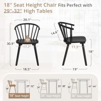 LUE BONA Black Dining Chairs Set of 4, Farmhouse Wood Dining Chairs with Semicircular Backrest, Spindle Dining Chair for Kitchen and Dining Room, 18 Inch - Image 2
