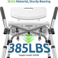 Shower Chair for Inside Shower with Arms and Back, FSA/HSA Eligible 500 lbs Adjustable Heavy Duty Bathtub Safety Stool, Non-Slip & Tool-Free Bath Bench Seat for Elderly, Seniors & Disabled - Image 2