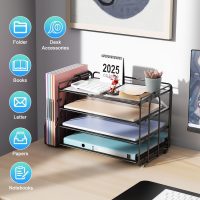 gianotter 4-Tier Paper Organizer With Magazine Holder, Desk Organizers and Accessories, Desk Accessories & Workspace Organizers, File Organizer for Office Supplies Storag (Black) - Image 6