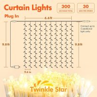 Twinkle Star 300 LED Window Curtain String Light Wedding Party Home Garden Bedroom Outdoor Indoor Wall Decorations, Warm White - Image 6
