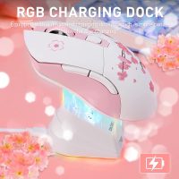 DAREU Sakura Pink Wireless Gaming Mouse with Charging Dock Rechargeable RGB,12K DPI,6 Programmable Buttons High-Precision Sensor [300IPS] [1000Hz] for PC Notebook Mac - Image 6