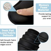 Large Mouse Pad and Keyboard Wrist Rest, Desk Pad for Keyboard and Mouse, 4-in-1 Large Gaming Mouse Pad with Wrist Support, Desk Mat for Home Office Study Game-Black - Image 3