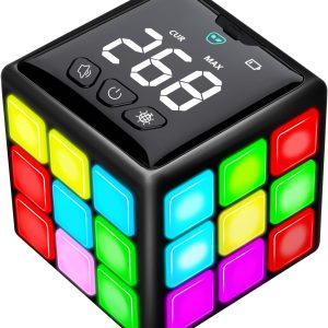 Rechargeable Game Handheld Cube - 15 Fun Brain & Memory Game with Score Screen - Christmas Easter Birthday Gifts for Boys Girls Ages 6-12+ Years Old - Toy Gift Idea for Kids Teens (Black)