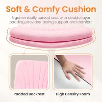 NEO CHAIR Criss Cross Chair with Wheels Armless Cross Legged Office Desk Wide Comfy Vanity Makeup Chair Adjustable Swivel Rolling Computer for Home Office PU Leather (Pink) - Image 6