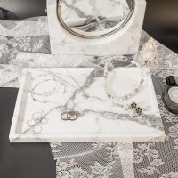 Real Luxurious Natural Marble Vanity Tray Genuine Marble Storage Tray for Home Decor Stone Tray for Bathroom/Kitchen/Vanity/Dresser Non-Resin/(arabescato) - Image 6