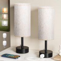 Bedside Table Lamps Set of 2-3 Color Temperatures Pull Chain Lamp with AC Outlet Charging Port, Small Round Night Stand Lamps for Bedroom Guest Room Office, Bed Side Light with E26 LED Bulbs - Image 7