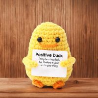 Funny Positive Doll,3 Inch Emotional Support Plush,Positive Crochet Animals with Positive Card,Soft Wool Handmade Knitted Doll for Friends, Parties, Birthdays, Christmas(Duck) - Image 3