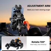 Motorcycle Phone Mount Holder with Vibration Dampener Anti-Shake 720° Adjustable for iPhone 16 Pro Max for Samsung 5.4''-6.9'' Phone Anti-Theft Dirt Bikes(Clamp Base 0.47-1.77" Handlebar) - Image 5