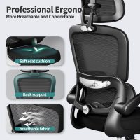 TRALT Office Chair Ergonomic Desk Chair, 330 LBS Home Mesh Office Desk Chairs with Wheels, Comfortable Gaming Chair, High Back Office Chair for Long Hours (Black) - Image 3