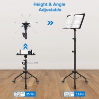Laptop Tripod on Wheels with 2 Shelves, Portable Projector Floor Stand Adjustable Height 25.9 to 51.8 Inch with Phone Holder - Image 3