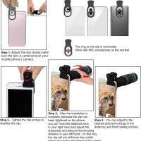 Phone Camera Lens Kit 10 in 1 for iPhone Samsung Pixel Android, 22X Telephoto Lens, 0.62X Super Wide Angle Lens&25X Macro Lens, 235° Fisheye,Kaleidoscopes, Starlight，Tripod，for Most Smartphone Black - Image 6
