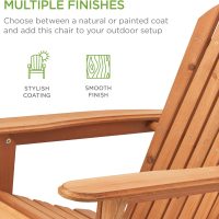 Best Choice Products Folding Adirondack Chair Outdoor Wooden Accent Furniture Fire Pit Lounge Chairs for Yard, Garden, Patio w/ 350lb Weight Capacity - Natural - Image 6