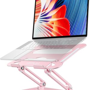 Urmust Laptop Stand for Desk Aluminum Computer Stand Riser Holder for Laptop Compatible with MacBook Air Pro, Dell, HP, Lenovo Samsung, Alienware All Laptops 11-15.6"(Pink)