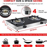 forimo Propane Gas Cooktop 2 Burners Gas Stove portable gas stove Tempered Glass Double Burners Stove Auto Ignition Camping Double Burner LPG for RV,Apartments,Outdoor - Image 5