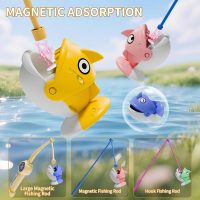 ORANGE OCEAN 70 PCS Magnetic Fishing Table Game for Kids Boys Toddlers Ages 3-5 4-6, Magnetic Fishing Toys with 360° Rotation & Sound, Birthday Toys Gifts for 3 4 5 6 Year Old Boys Kids, 1-8 Players - Image 3