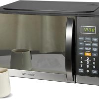 Emerson MWG1191SB Microwave with Built-in Grill Function, 1100W, LED Timer Display 11 Power Levels, 9 Preset Cooking Options, Removable Glass Turntable, Child Lock, 1.1 Cu. Ft, Stainless Steel - Image 2