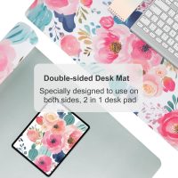 Colorful Star Large Mouse Pad, Pink Floral Desk Mat for Desktop, Women Girls Flowers PU Leather Waterproof Desk Pad, Computer PC Laptop Protector Gaming Mouse Pads for School Office Home 31.5" x 15.7" - Image 5