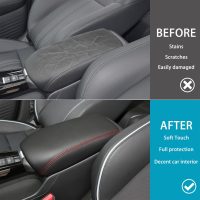 Center Console Armrest Cover for Honda HRV Accessories 2023 2024 2025 2026, for HR-V Arm Rest Box Lid Protection Trim, Armrest Seat Leather Interior, Middle Console Liner (Red Stitches) - Image 2