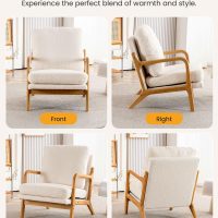 Mid Century Modern Accent Chairs for Living Room, 23” Wide Comfy Chair for Bedroom, Small Cozy Sherpa Reading Chairs for Adults, 108° Lounge Arm Chair with Detachable Cover, 5.5" Foam Cushion - Image 6