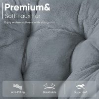 DUMOS Comfy Saucer Chairs Cozy Faux Fur Soft Lounge Cute Folding Bedroom Living Room Seat Flexible Reading Foldable Seating for Kids Adults Thick Padded Metal Frame Modern for Home Office Classic Gray - Image 5