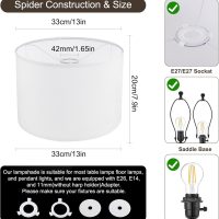 Lamp Shades Set of 2, Small Lamp Cover, White Drum Lampshades 8.7" Top x 8.7" Bottom x 7.9" High, Replacement Lamp Shades Natural Linen for Floor Lamps Table Lamps Chandelier Lamp, Assembly Required - Image 3