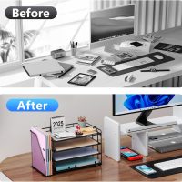 gianotter 4-Tier Paper Organizer With Magazine Holder, Desk Organizers and Accessories, Desk Accessories & Workspace Organizers, File Organizer for Office Supplies Storag (Black) - Image 2
