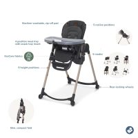 Maxi-Cosi Minla 6-in-1 High Chair for Babies & Toddlers, Portable Foldable Highchair, EcoCare Fabric, 9 Heights, 5 Reclines, 4 Tray Positions, Classic Graphite - Image 3