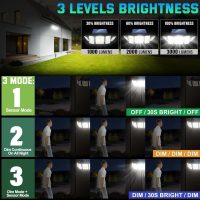 Solar Lights Outdoor Waterproof Motion Sensor - 416 LEDs 3000 Lumens Super Bright 3 Brightness 3 Modes 2400mAh 360° Illumination 32ft Solar Flood Security Light for Outside (With ‎Remote Control, 2) - Image 3