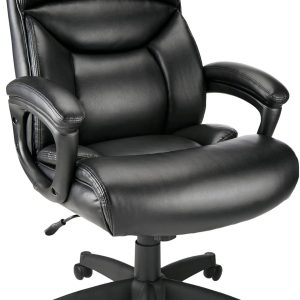 Realspace® Fennington Bonded Leather High-Back Chair, Black