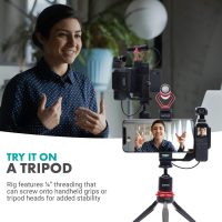 Movo OPR-50 Smartphone Video Rig Compatible with DJI OSMO Pocket 1, 2 - Includes Mount and 2X Shoe Mount for Microphone, Light, and More - Phone Stabilizer for Video Recording - Image 6