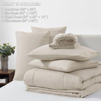 CozyLux Queen Comforter Set Beige, 7 Pieces Bed in a Bag, Beige Comforter Queen Size, All Season Bedding Sets with Stitch Quilted Comforter, Flat Sheet, Fitted Sheet, Pillowcases - Image 6