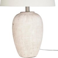 Nourison Home 23" Distressed Cream/Beige Rustic Ceramic Jar Table Lamp for Bedroom, Living Room, Dining Office, with Ivory Shade - Image 5